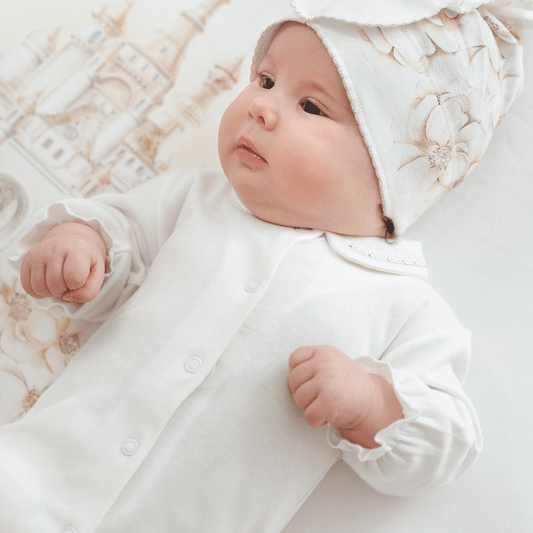 Sofia Baby Set swaddle and hat Ivory PRINCESS