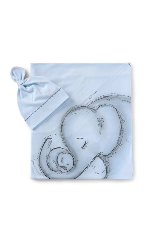 Luxury Swaddle & Hat set - Dominik Elephant