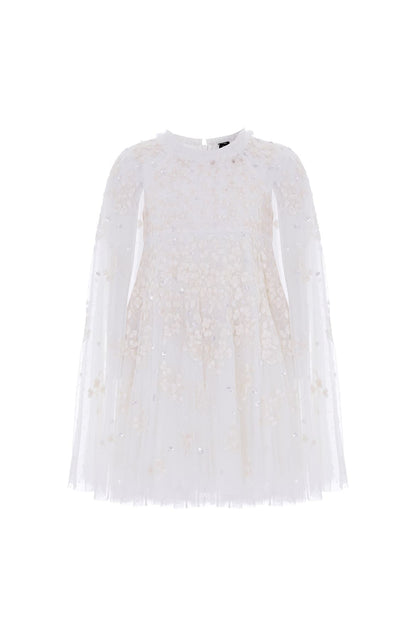 Needle & Thread: VERSAILLES DITSY CAPE KIDS DRESS SWAN WHITE