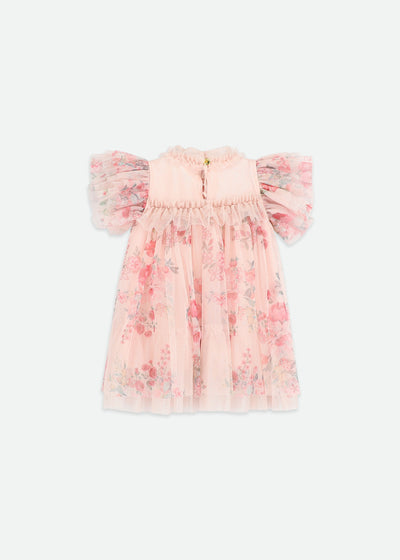 Angel's face-WENDY POSY PRINT TULLE BABY DRESS PALE PINK