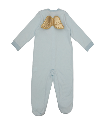 Sugar Sprinkle - Angel Wings Organic Cotton Sleepsuit - Baby Blue