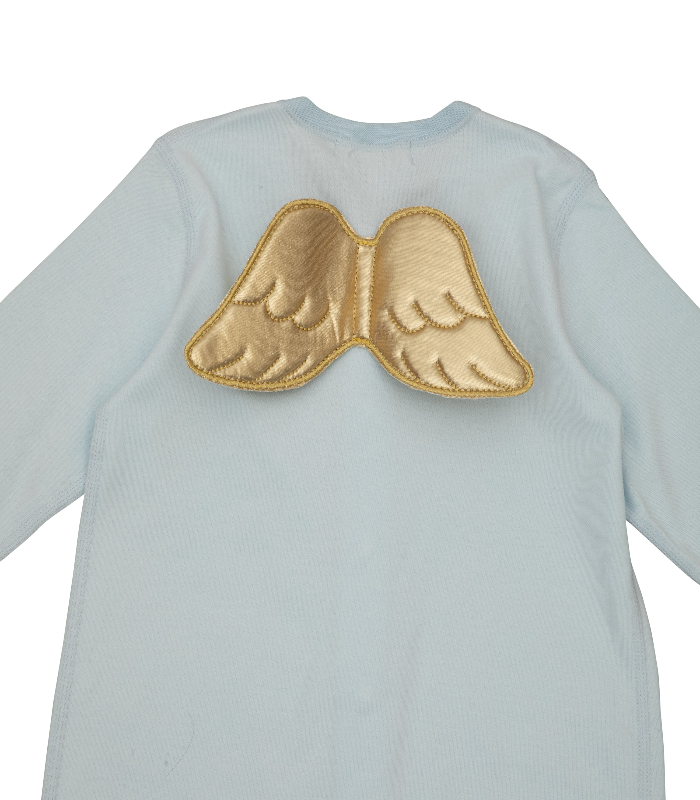 Sugar Sprinkle - Angel Wings Organic Cotton Sleepsuit - Baby Blue