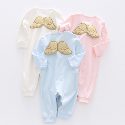 Sugar Sprinkle - Angel Wings Organic Cotton Sleepsuit - Baby Blue