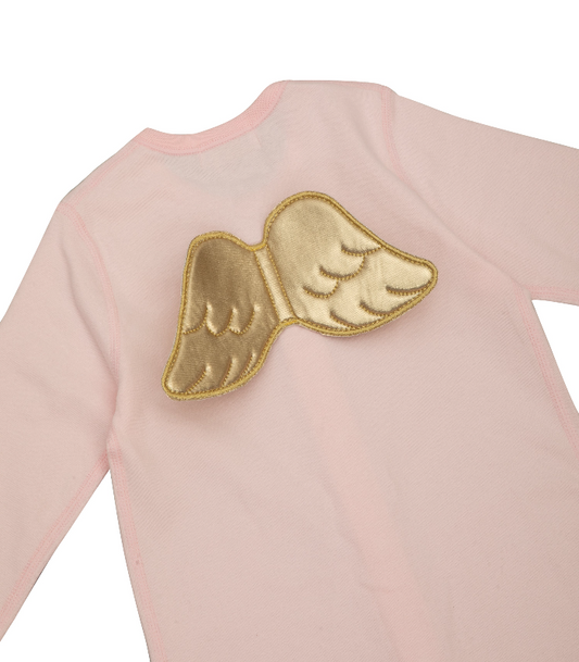 Sofia Baby Sugar Sprinkle - Angel Wings Organic Cotton Sleepsuit - Baby Pink