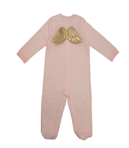 Sugar Sprinkle - Angel Wings Organic Cotton Sleepsuit - Baby Pink