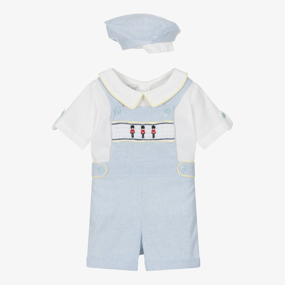 Baby Boys Dungaree Shorts Set - Blue