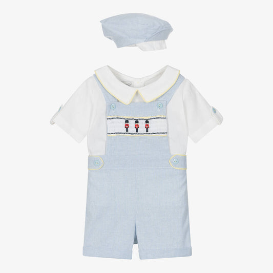 Baby Boys Dungaree Shorts Set - Blue