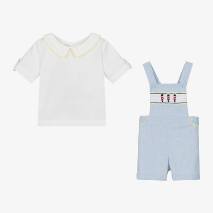 Baby Boys Dungaree Shorts Set - Blue