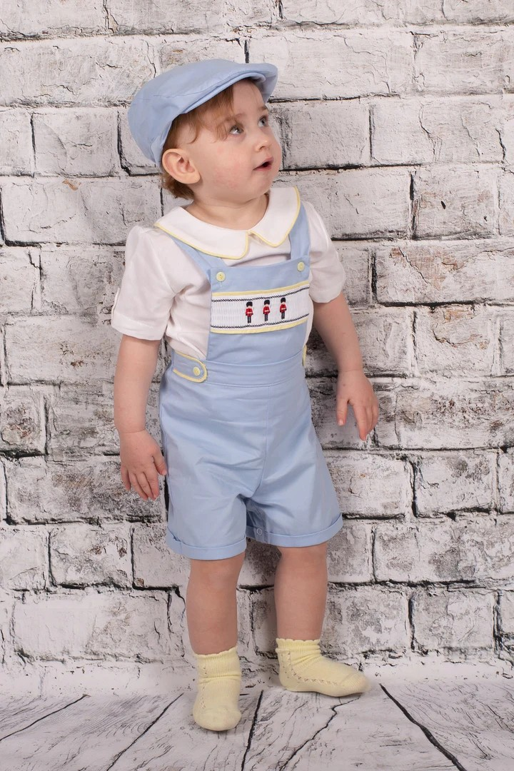 Baby Boys Dungaree Shorts Set - Blue