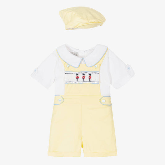 Baby Boys Dungaree Shorts Set - Yellow