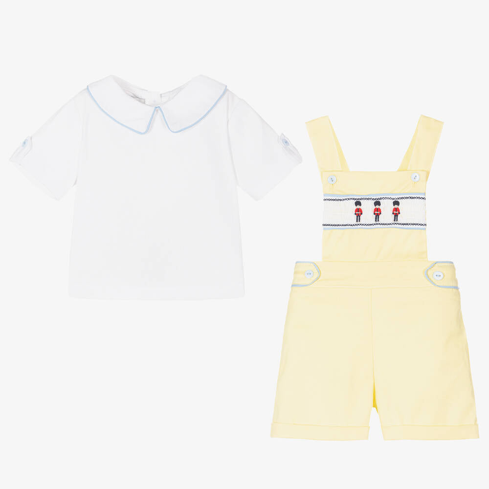 Baby Boys Dungaree Shorts Set - Yellow