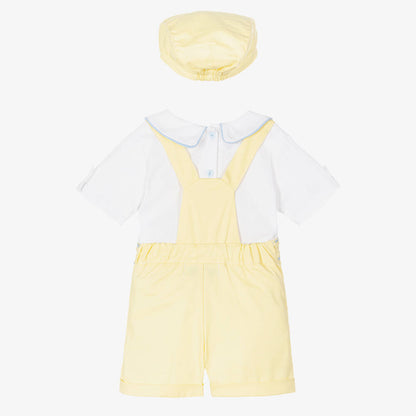 Baby Boys Dungaree Shorts Set - Yellow