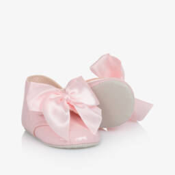 Baby Girls Pink Patent-Pre walker Boots with Satin