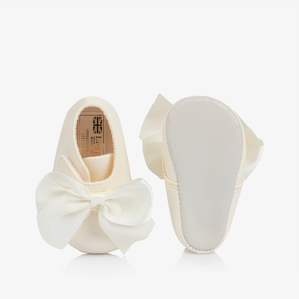 Baby Girls Ivory Patent-Pre walker Boots with Satin