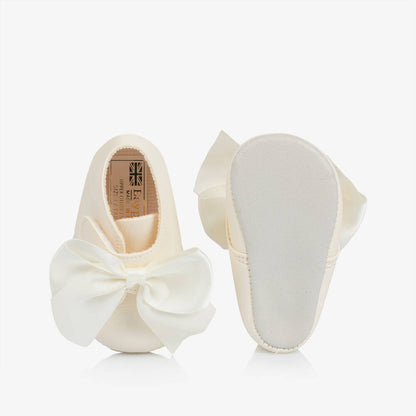 Baby Girls Ivory Patent-Pre walker Boots with Satin