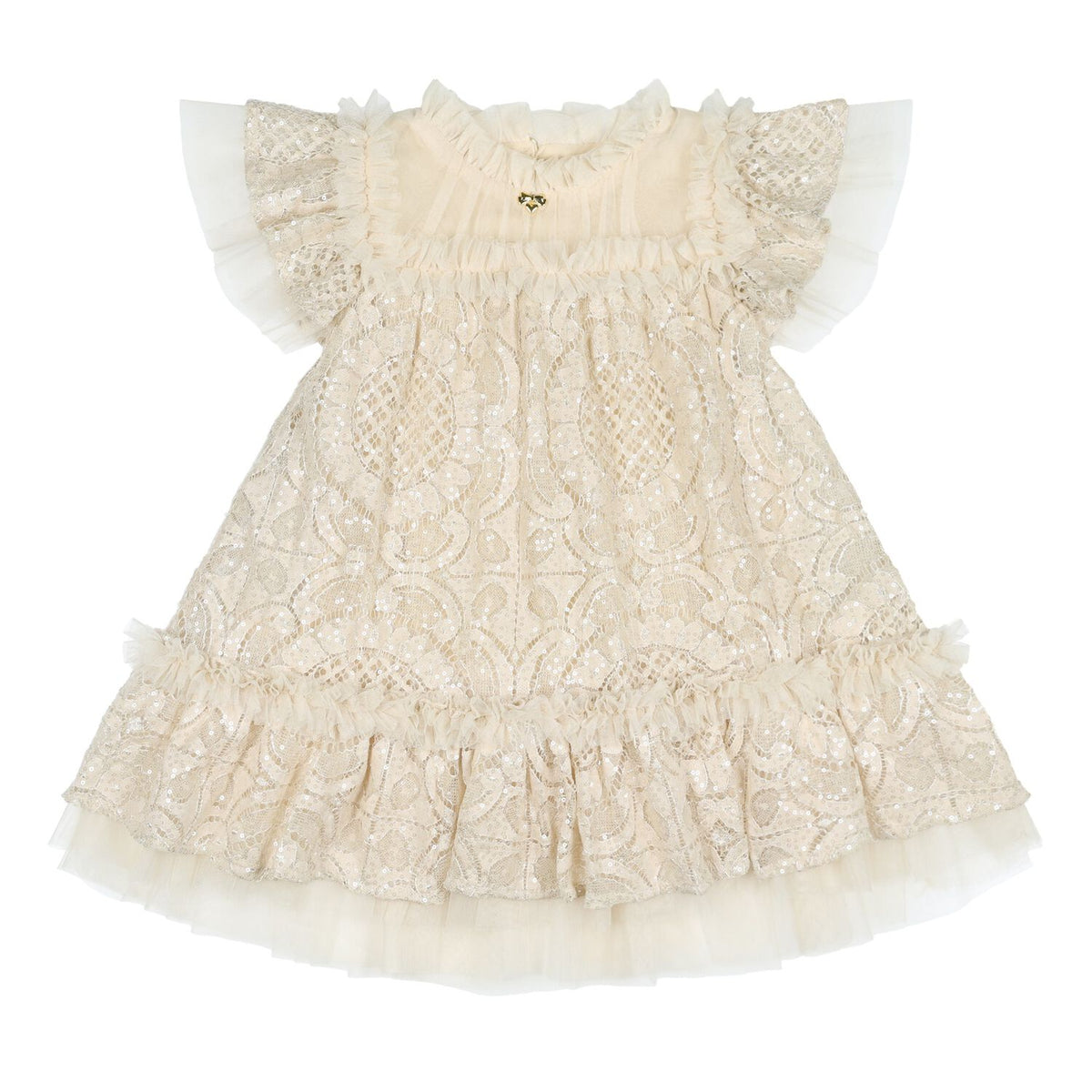 ANGEL'S FACE: GEMMA SEQUIN LACE BEIGE  BABY DRESS