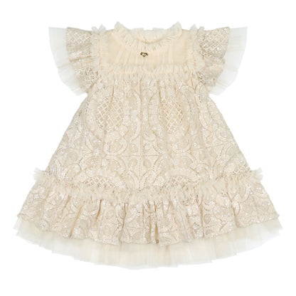 ANGEL'S FACE: GEMMA SEQUIN LACE BEIGE  BABY DRESS