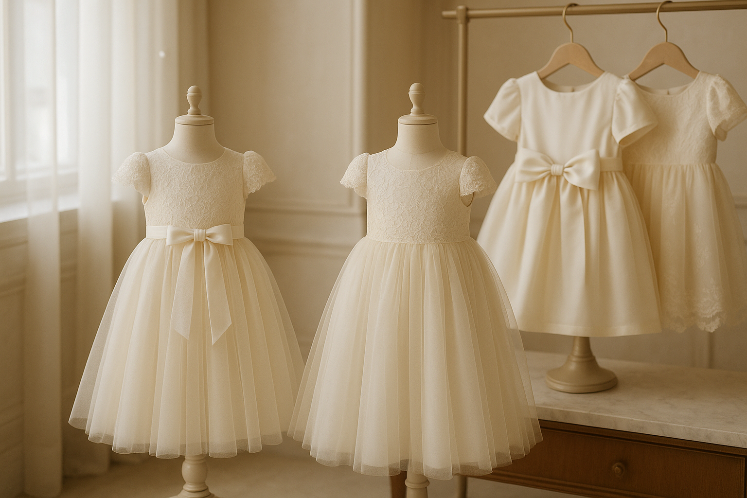 GIRLS LUXURY IVORY DRESSES