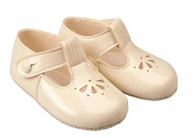 Sofia Baby Girls Ivory Patent Petal T-Bar Pre-walker