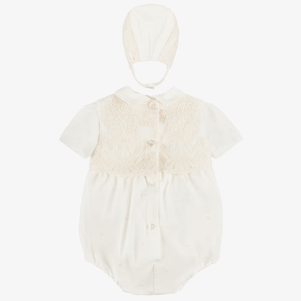 Miranda-Baby Boys Ivory Tulle & Lace Shortie Set