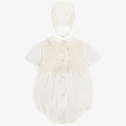 Miranda-Baby Boys Ivory Tulle & Lace Shortie Set