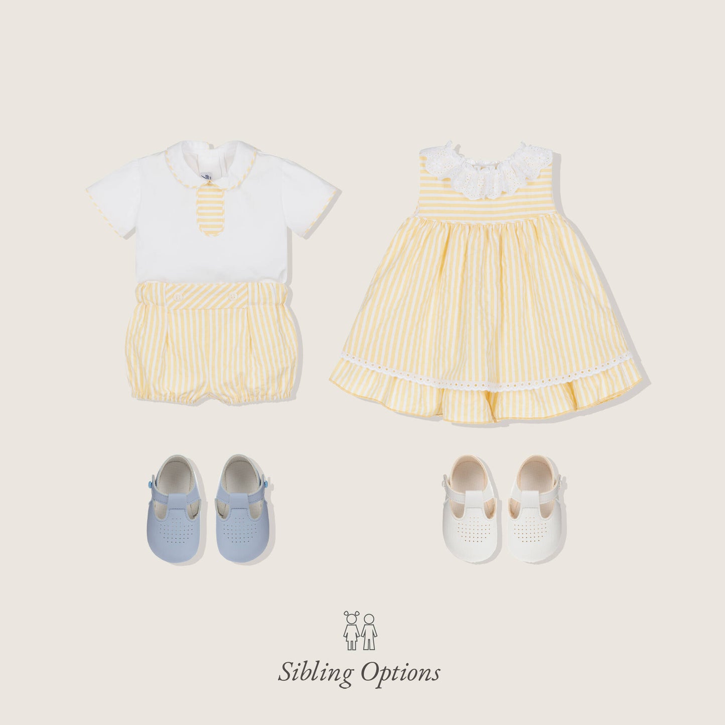 Miranda-Baby Girls Yellow Stripe Dress with Broderie Trims