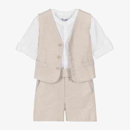 Miranda-Baby Boy Beige Waistcoat