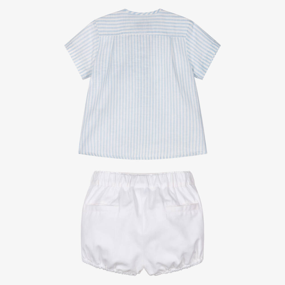 Miranda- Baby Boys Short Sleeve Shirt Stripes Blue & White