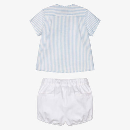 Miranda- Baby Boys Short Sleeve Shirt Stripes Blue & White
