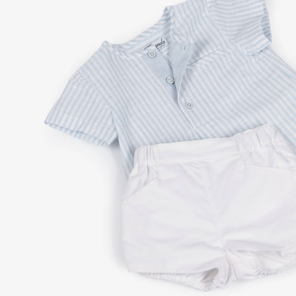 Miranda-Baby Boys White Linen Short