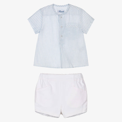 Miranda-Baby Boys White Linen Short