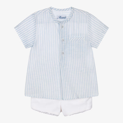 Miranda- Baby Boys Short Sleeve Shirt Stripes Blue & White