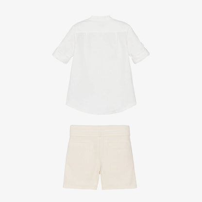 Miranda-Boys Ivory Cotton & Linen Shorts