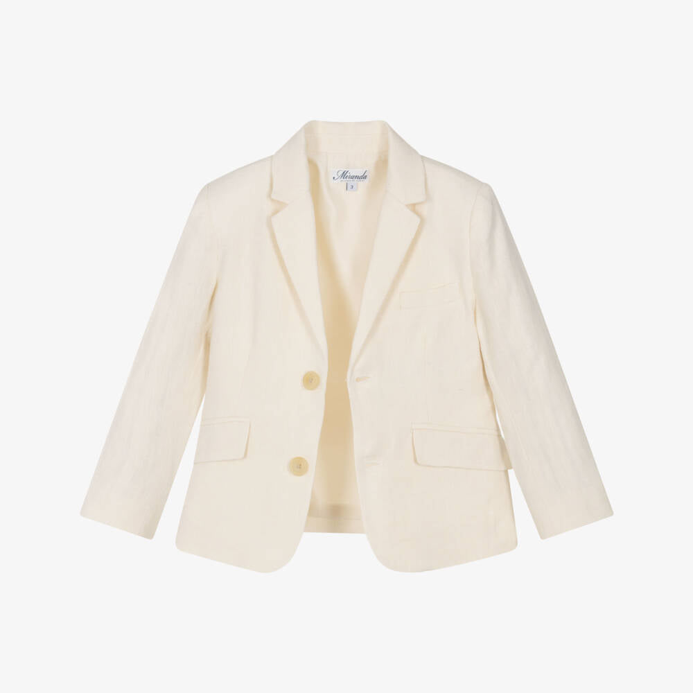 MIranda-Boys Ivory Linen & Cotton Blazer Ivory