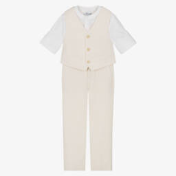Miranda-Boys Ivory Linen & Cotton Pants