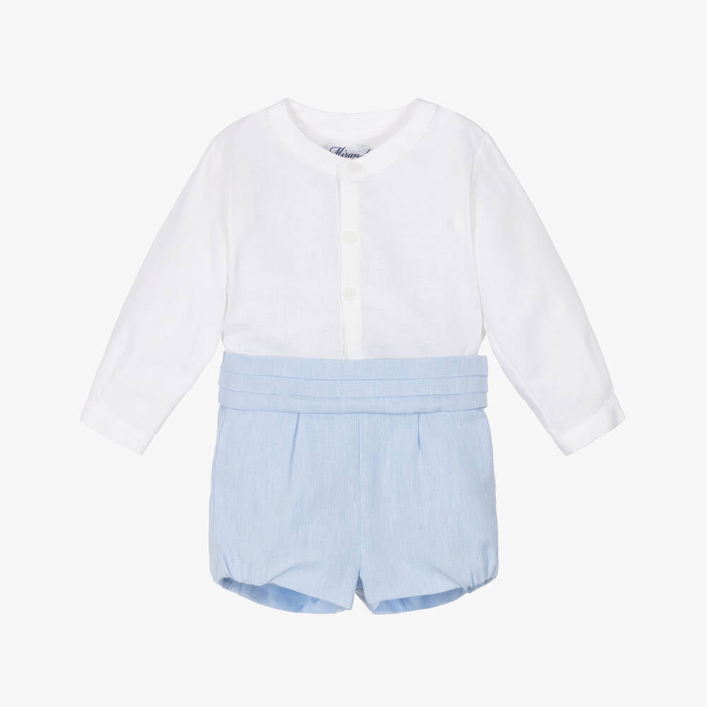 Miranda-Boys Pale Blue Cotton & Linen Shorts