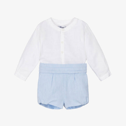 Miranda-Boys Pale Blue Cotton & Linen Shorts