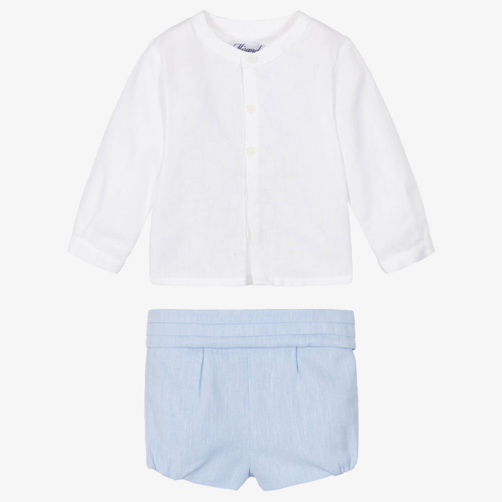 Miranda-Boys Pale Blue Cotton & Linen Shorts