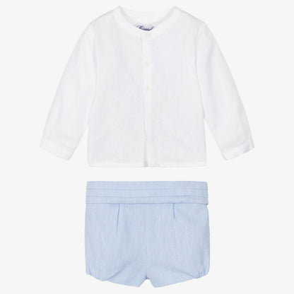 Miranda-Boys Pale Blue Cotton & Linen Shorts