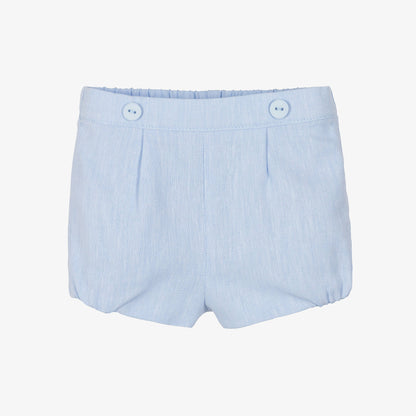 Miranda-Boys Pale Blue Cotton & Linen Shorts