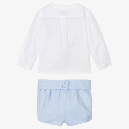 Miranda-Boys Pale Blue Cotton & Linen Shorts