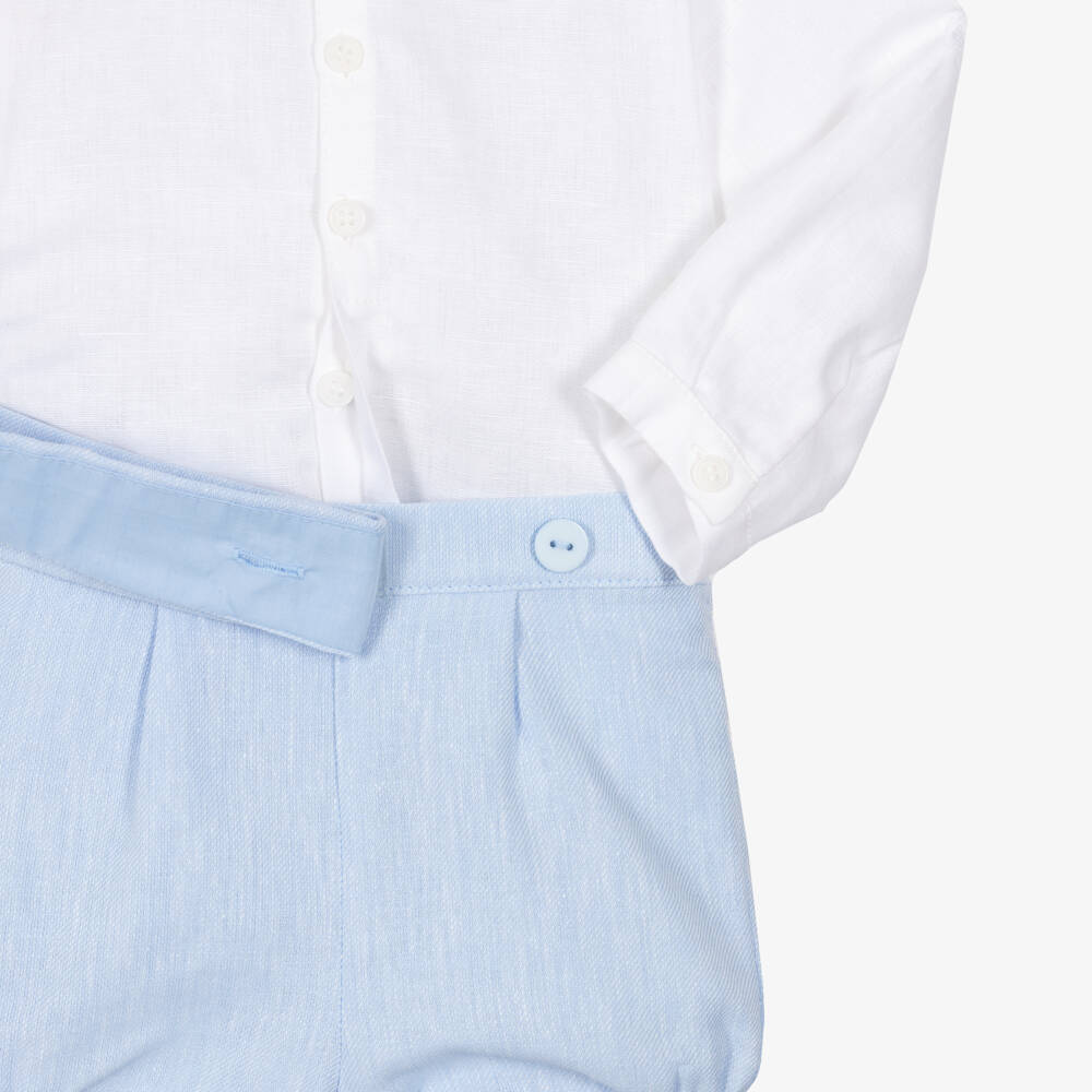 Miranda-Boys Pale Blue Cotton & Linen Shorts
