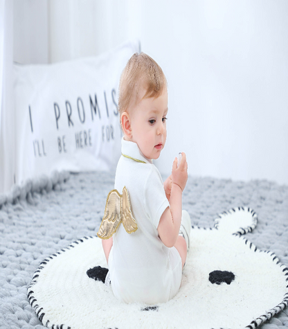 Sugar Sprinkle - Angel Wings Organic Cotton "M for my mama" Romper - Ivory