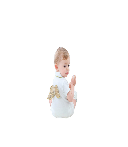 Sugar Sprinkle - Angel Wings Organic Cotton "M for my mama" Romper - Ivory