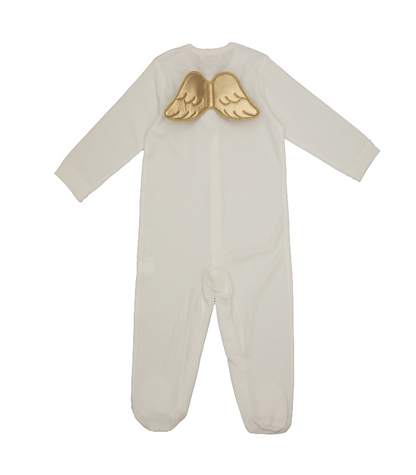 Sugar Sprinkle - Angel Wings Organic Cotton Sleepsuit - Ivory