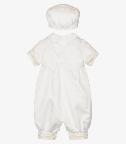 Ivory Silk Babysuit & Hat Set