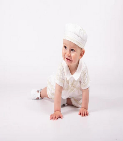 Ivory Silk Babysuit & Hat Set