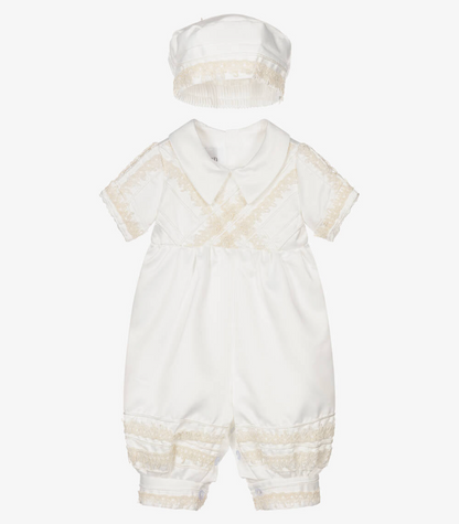 Ivory Silk Babysuit & Hat Set